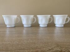 Vintage Milk Glass Thumb Print Mugs Set Of Four picture