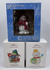 Christmas Ornaments Lot of Sweet Snowman, Cocoa Cuddles, Football Pre-owned picture