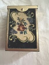 Cigarette Pack Case, Vintage, Tapestry And Gold Metal picture