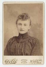 c1880s ID'd Cabinet Card Lady Named Delta Trish Aunt of Wendel Wilkie Warsaw IN picture