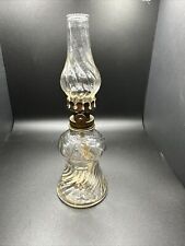 Rare Vintage Rubicon P&A Swirl Pressed Clear Glass Oil Lamp 8” picture