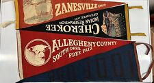 Lot of 4 1940's Felt Pennants Allegheny, Cherokee, Zanesville OH & Odd Fellows picture