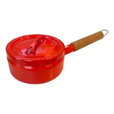 Vintage Arabia Of Finland Vintage Red Enameled Sauce Pan With Lid picture