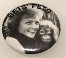 Vintage Betty White Animal Rights Welfare Advocate Chimpanzee Pin Pinback Button picture