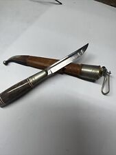 Vintage Puukko Knife Made In Finland With Leather Sheath Fixed Blade picture