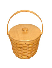 Longenberger Medium Round Vintage Basket With Liner, Lid and Handle 2000 Signed picture