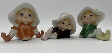 Vintage Set of 3 Ceramic Homco #5213 Elf Fairy Pixie Figurines  Garden Gnomes picture