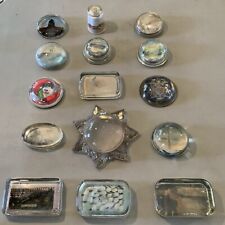 LOT OF VINTAGE ANTIQUE GLASS PLEXIGLASS PAPERWEIGHTS ADVERTISING PLACE PHOTO picture