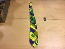 Original FUNKY 1960's or 70's Vintage TIE -- PSYCHEDELIC GEOMETRIC green blue ye picture