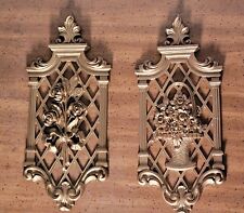 1971 DART IND. WALL ART SET OF 2 GOLD FINISH MADE IN USA MCM HOME DECOR MCMLXXI picture