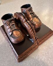 Vintage Bronze Baby Shoe Bookends, circa 1949, picture
