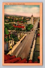 Hollywood CA-California, Bird's Eye Hollywood Boulevard, Vintage Postcard picture