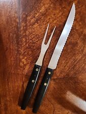Vintage MCM Forgecraft Stainless Steel 2-Piece Carving Fork & Knife Set picture