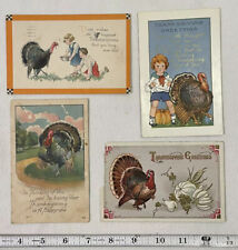 Lot of 4 Vintage Thanksgiving Postcards- Turkeys, Pumpkin, Autumn, Holiday Fall picture