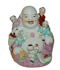 Vintage Chinese Happy Laughing Buddha with Five Children Figurine picture