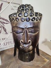 Vintage Handmade Indonesian Carved Woden Face Mask Sculpture Statue Buddha  picture