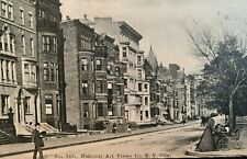 Postcard Boston MA - c1900s Commonwealth Ave Residential Rowhouses Baby Stroller picture