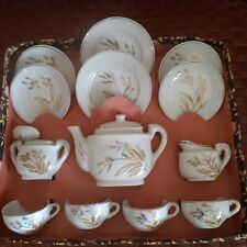 Vintage Miniature Childs Tea Set Cups Saucers Teapot Sugar Creamer Plates 13pcs picture