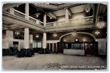 Scranton Pennsylvania PA Postcard Lobby Hotel Casey Interior Lounge 1912 Vintage picture