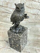 ART DECO OWL , PURE VIENNA BRONZE STATUE, ON A MARBLE BASE SCULPTURE ARTWORK picture