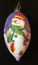 Snowman Christmas Ornament - Glass 2011 Hand Painted, Blown Glass, Original Box picture