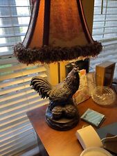 Vintage Country Western Rooster Chicken Pinecones Table Lamp Only NoShade Heavy picture