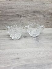 Vintage Fostoria Glass American Clear Open Sugar Bowl with Handles And Creamer  picture