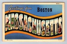 Boston MA-Massachusetts, Scenic LARGE LETTER GREETINGS Souvenir Vintage Postcard picture