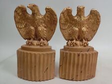 Gold Gilt Napoleonic Eagle on Roman Plinth Bookends - Sienna Faux Marble Base picture