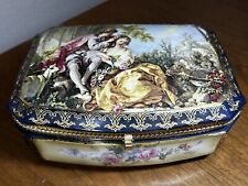 Vintage LIMOGES CHINA Signed, Victorian Painted Large Dresser Box Chest 8