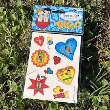 Vintage 'Love Is' Kim Casali Temporary Tattoo Sheet Rare 2000s Glitter Italy picture