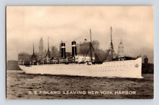1920'S. S.S. FINLAND LEAVING NY HARBOR. POSTCARD. JB9* picture
