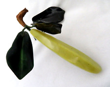 Vintage Chinese Green Jade Gemstone Banana & Leaves Sculpture picture