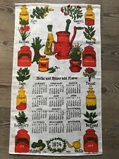 Vintage 1974 Luther Travis Linen Tea Towel Herbs and Spices Made in Poland picture