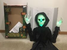 Animated Halloween Groundbreaker Reaper Lights & Motion Activated Gemmy Used picture