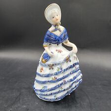 Vintage KPM Porcelain Blue and White Gold Victorian Lady Figurine 7.5