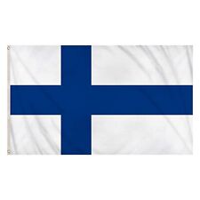 LARGE 5FT X 3FT FINLAND FLAG UK FINNISH NATIONAL BANNER COLOUR WITH BRASS EYELET picture