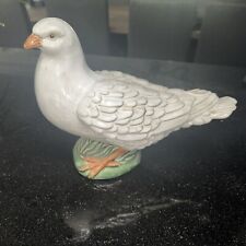 Vintage French Dove Figurine Porcelain Glazed White Green Gray Bird Figural 11” picture