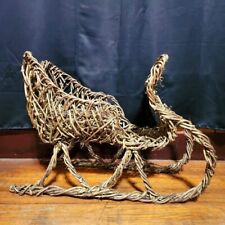 Vintage Grapevine Woven Wicker Christmas Sleigh picture