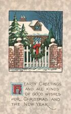 Vintage Postcard 1910's Hearty Greetings Wishes Christmas And New Year Greetings picture