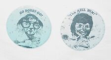 2 VINTAGE 1970'S BOBBY RIGGS & BILLIE JEAN KING TENNIS BUTTONS - 2 1/4
