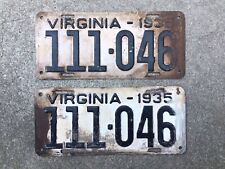 ( 2 ) - MATCHING  PAIR - 1935 - VIRGINIA  LICENSE  PLATES picture