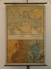 Palestine Biblical Countries Holy Land Israel~1935 Schul-Wandkarte picture
