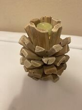 Driftwood Pinecone Tea Light Candle Holder Rustic Northwoods Beach Lake picture