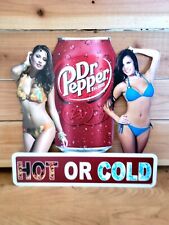 Rare DR. PEPPER Hot Or Cold  Metal Soda Sign, 16” x 16” Wall Decor Advertising  picture
