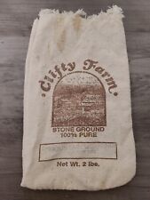 Vintage 2 Lb Sack Cloth Bag - Clifty Farms - Stone Ground 100% Pure - Decor picture
