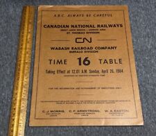 1964 Canadian National Great Lakes / Wabash RR Buffalo Employee Time Table 16 picture