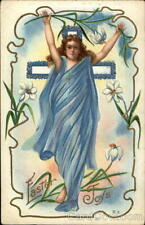 Easter Cross 1913 Easter Joys Antique Postcard 1c stamp Vintage Post Card picture