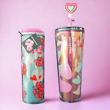Starbucks 2024 Tumbler + Cold Cup Set Duo 16/24 oz Love Hearts Flower Summer Fun picture