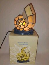 Irredescent Stained Glass Sea Shell Accent Lamp Vintage Tiffany Style  picture